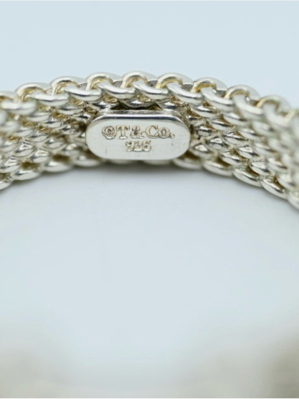 Tiffany & Co. Somerset Mesh Ring 3 Diamond Sterling Silver Authentic - Picture 3 of 4
